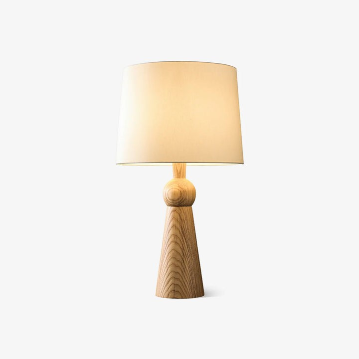 Modern Wood and Metal Table Lamp with Fabric Shade