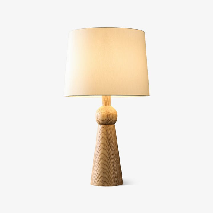 Modern Wood and Metal Table Lamp with Fabric Shade