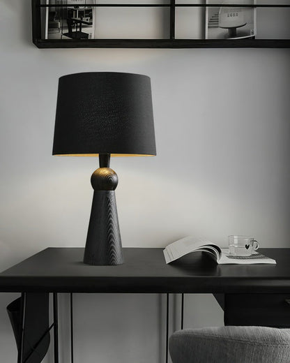 Modern Wood and Metal Table Lamp with Fabric Shade
