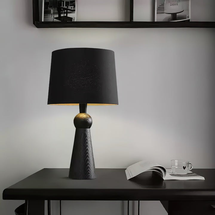 Modern Wood and Metal Table Lamp with Fabric Shade
