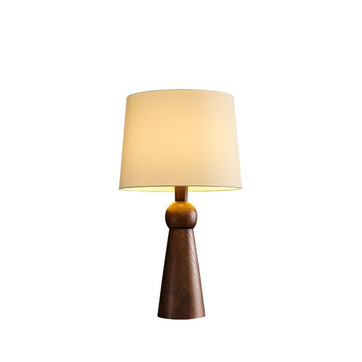 Modern Wood and Metal Table Lamp with Fabric Shade