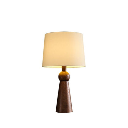 Modern Wood and Metal Table Lamp with Fabric Shade