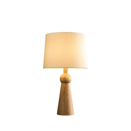 Modern Wood and Metal Table Lamp with Fabric Shade