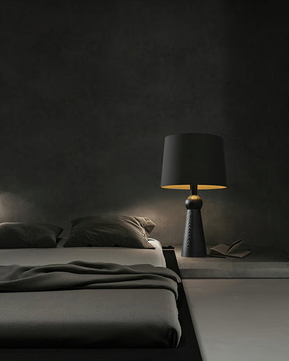 Modern Wood and Metal Table Lamp with Fabric Shade