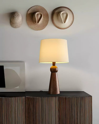 Modern Wood and Metal Table Lamp with Fabric Shade