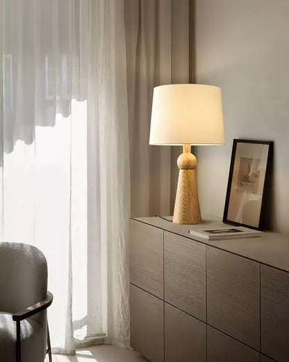 Modern Wood and Metal Table Lamp with Fabric Shade