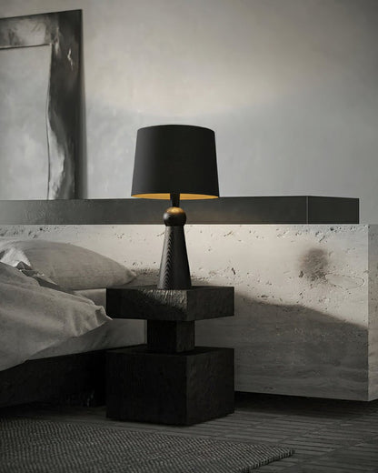 Modern Wood and Metal Table Lamp with Fabric Shade