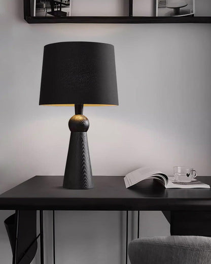 Modern Wood and Metal Table Lamp with Fabric Shade
