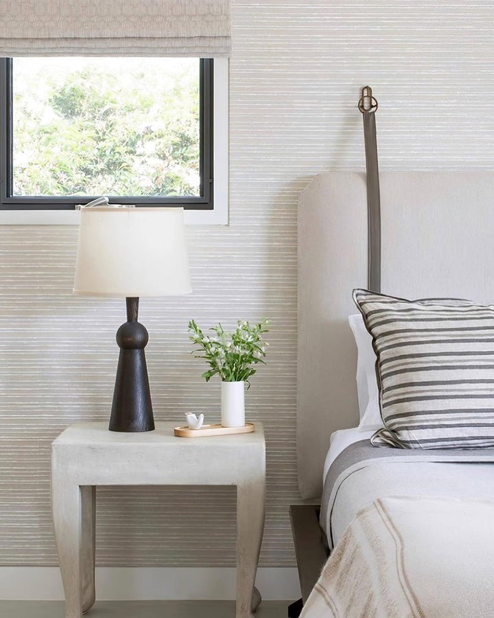 Modern Wood and Metal Table Lamp with Fabric Shade