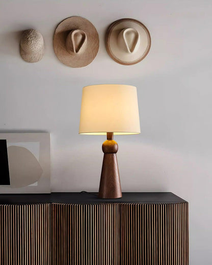 Modern Wood and Metal Table Lamp with Fabric Shade