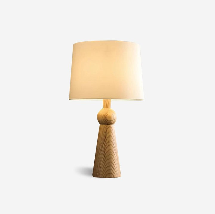 Modern Wood and Metal Table Lamp with Fabric Shade