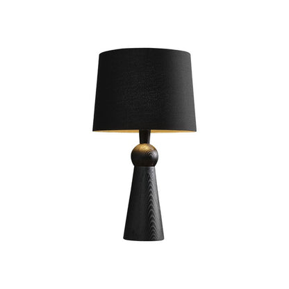 Modern Wood and Metal Table Lamp with Fabric Shade