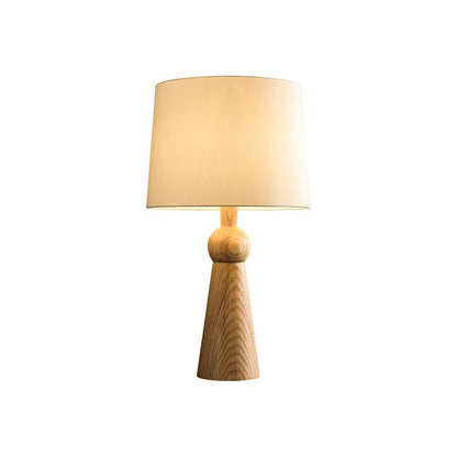 Modern Wood and Metal Table Lamp with Fabric Shade