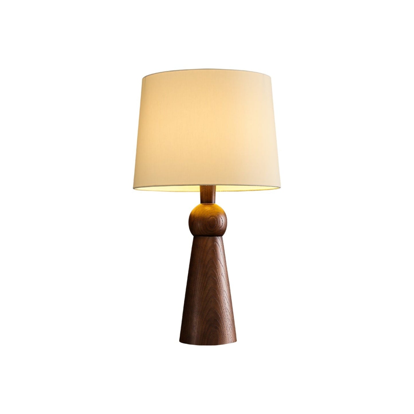 Modern Wood and Metal Table Lamp with Fabric Shade