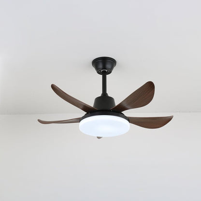 Modern Wood Blade Ceiling Fan with Integrated LED Light