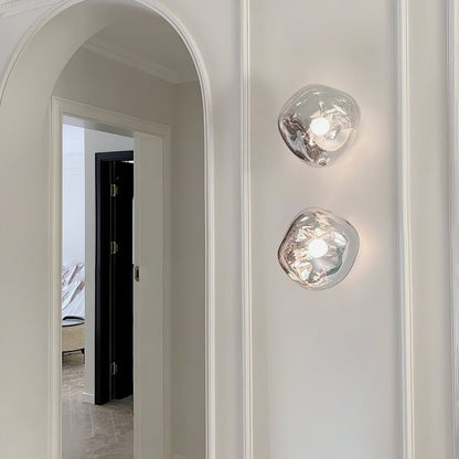 Molten Glass Plug-In Wall Lamp with Mirror Effect