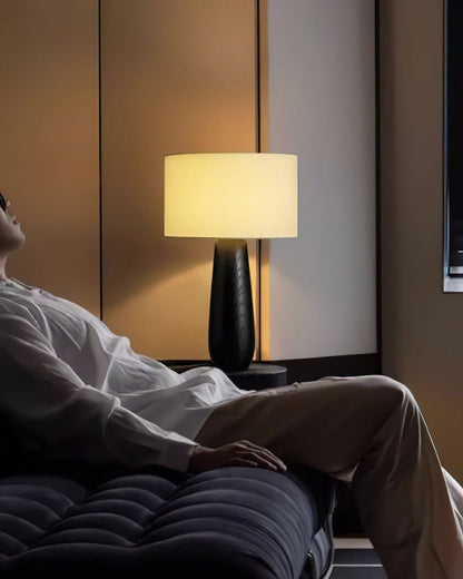 Mountain-Inspired Wood & Linen Table Lamp