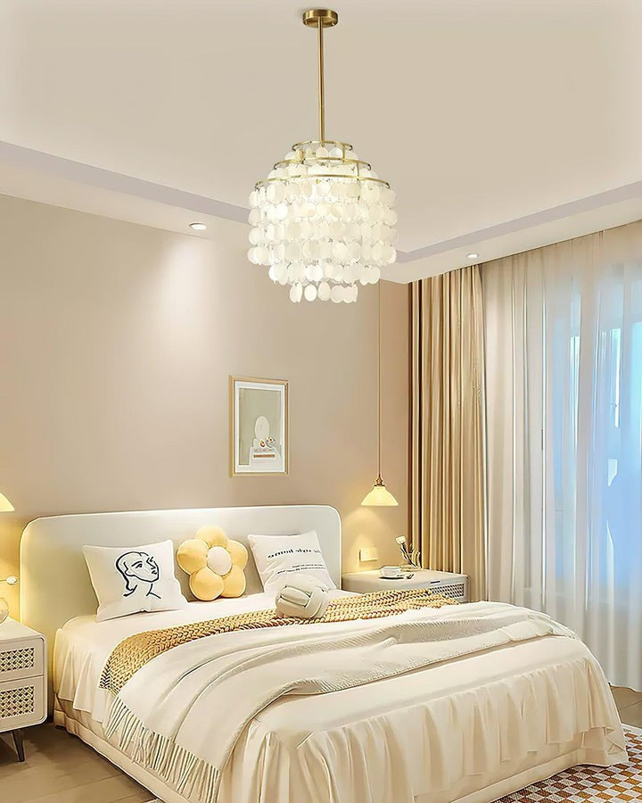 Multi-Layer Round Shell Disc Ceiling Chandelier