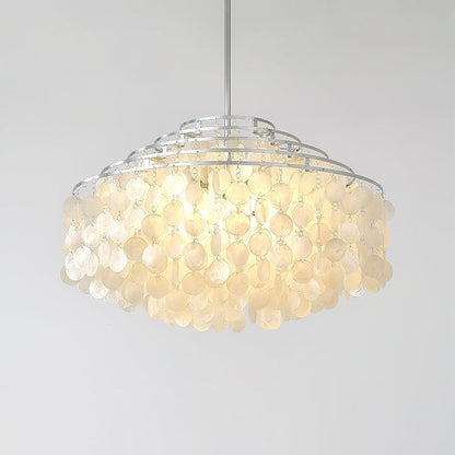 Multi-Layer Round Shell Disc Ceiling Chandelier