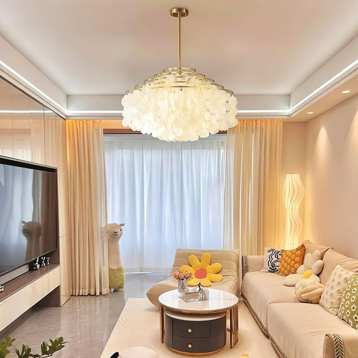 Multi-Layer Round Shell Disc Ceiling Chandelier