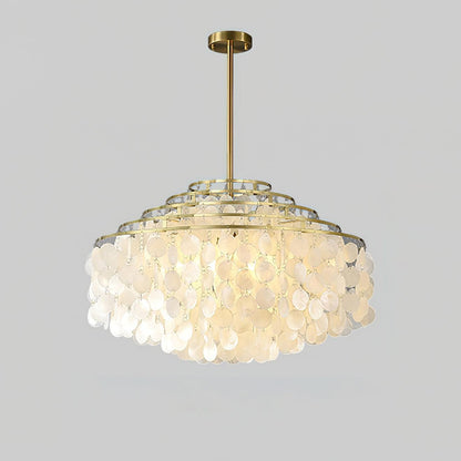 Multi-Layer Round Shell Disc Ceiling Chandelier