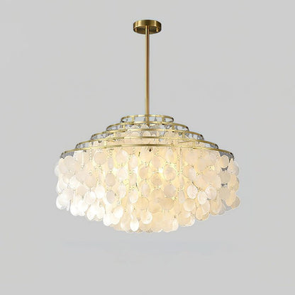 Multi-Layer Round Shell Disc Ceiling Chandelier