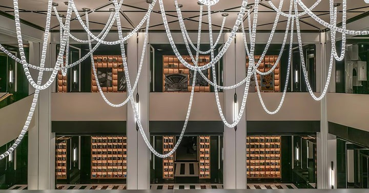Multi-Tier V-Shaped LED Cascade Chandelier – Modern Pendant Light