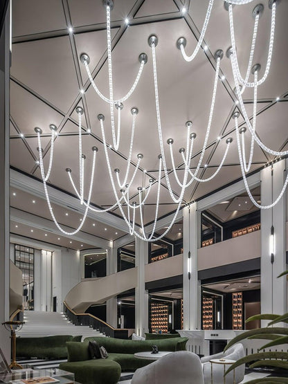 Snake-Inspired Crescent LED Chandelier - Style A