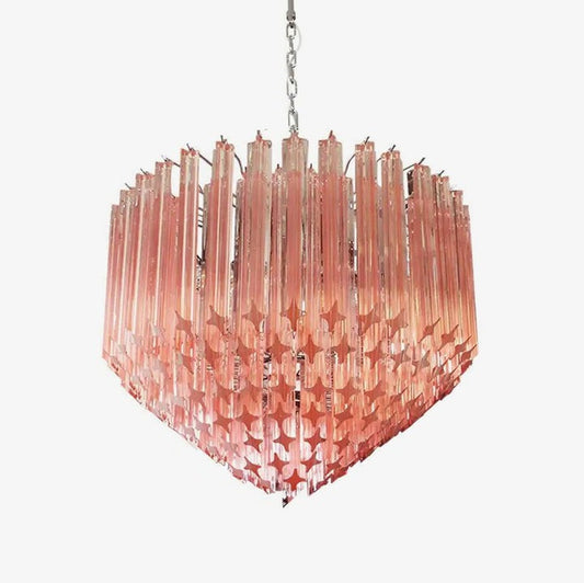 Murano Pink Prism Glass Chandelier