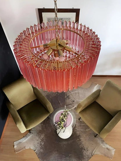 Murano Pink Prism Glass Chandelier