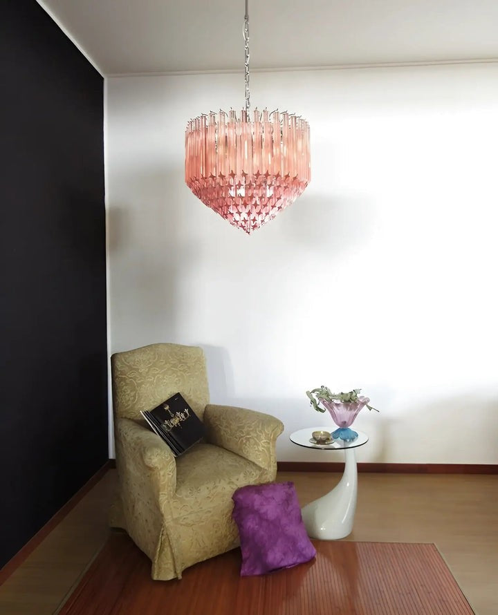 Murano Pink Prism Glass Chandelier