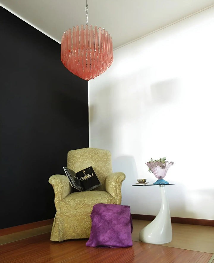 Murano Pink Prism Glass Chandelier
