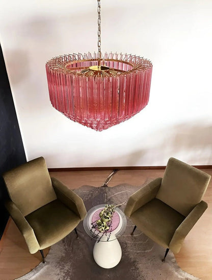Murano Pink Prism Glass Chandelier