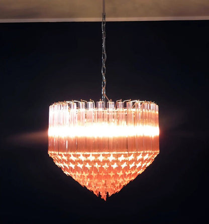 Murano Pink Prism Glass Chandelier