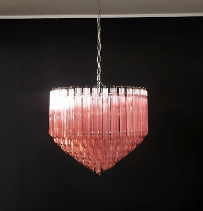 Murano Pink Prism Glass Chandelier