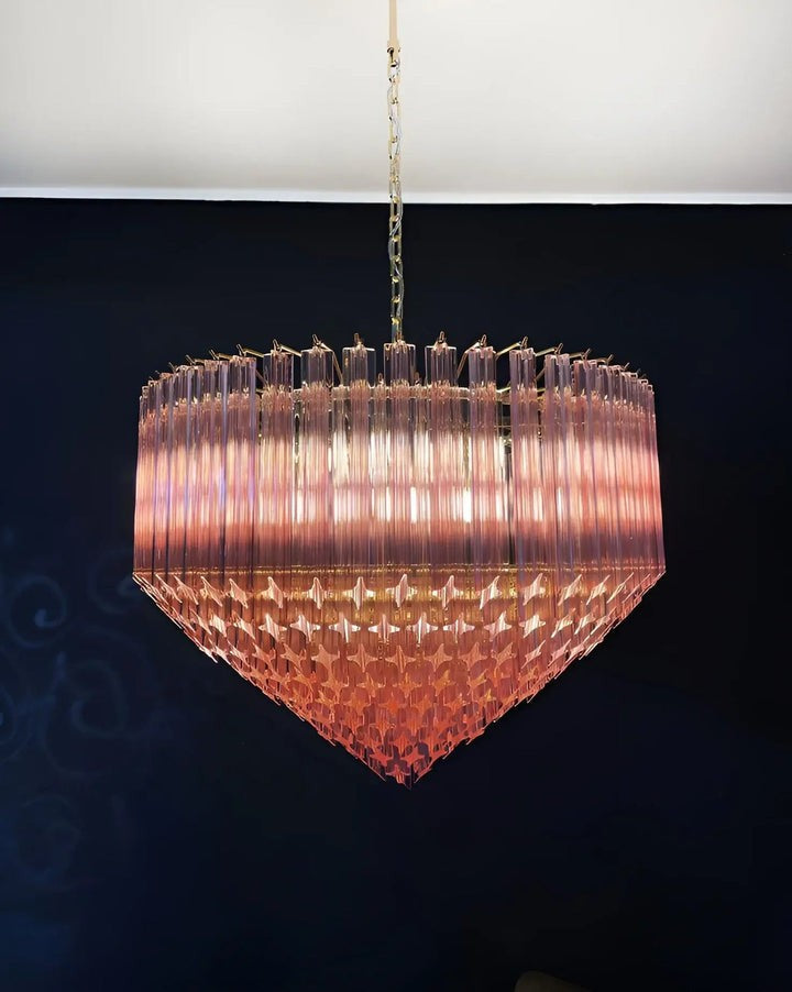 Murano Pink Prism Glass Chandelier