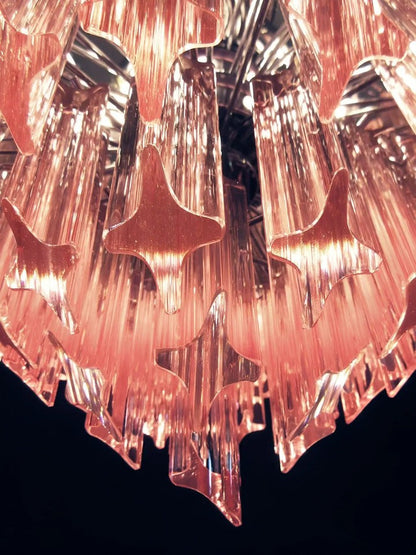 Murano Pink Prism Glass Chandelier