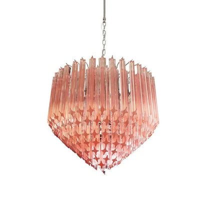 Murano Pink Prism Glass Chandelier