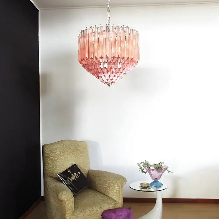 Murano Pink Prism Glass Chandelier