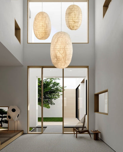 Natural Mulberry Silk Pendant Light Fixture