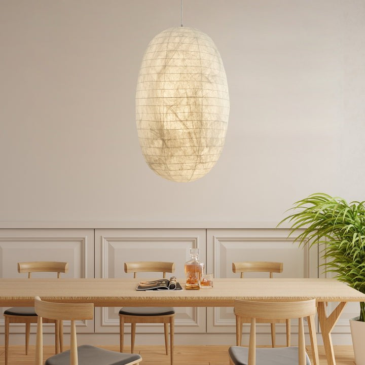 Natural Mulberry Silk Pendant Light Fixture