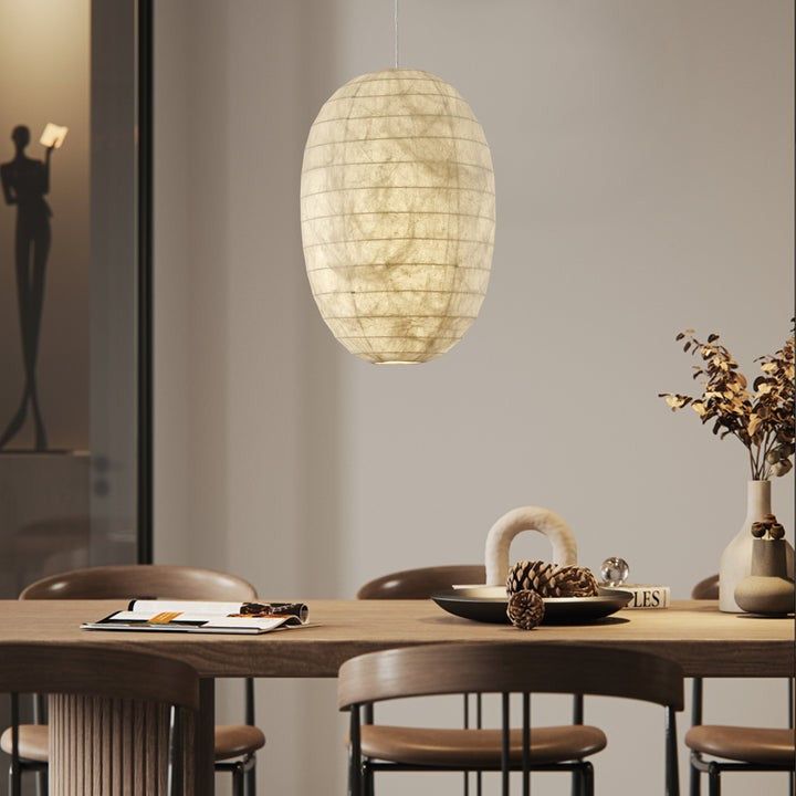 Natural Mulberry Silk Pendant Light Fixture