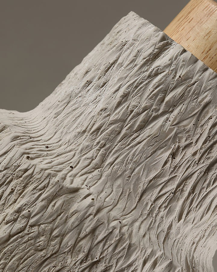 Natural Travertine Boulder Pendant Light with Wood Accents