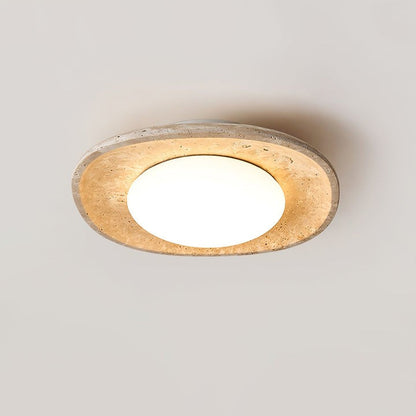 Natural Travertine LED Flush Mount Ceiling Light