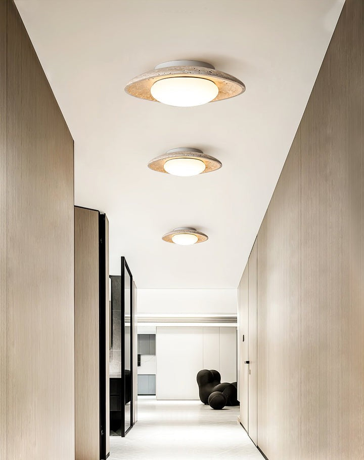Natural Travertine LED Flush Mount Ceiling Light