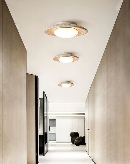 Natural Travertine LED Flush Mount Ceiling Light