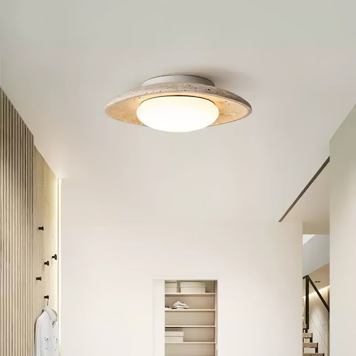 Natural Travertine LED Flush Mount Ceiling Light