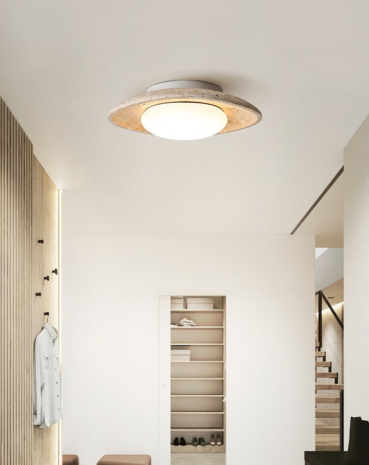 Natural Travertine LED Flush Mount Ceiling Light