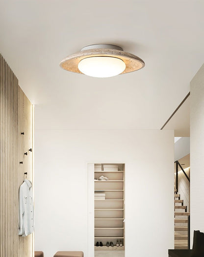 Natural Travertine LED Flush Mount Ceiling Light