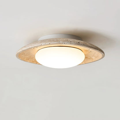 Natural Travertine LED Flush Mount Ceiling Light